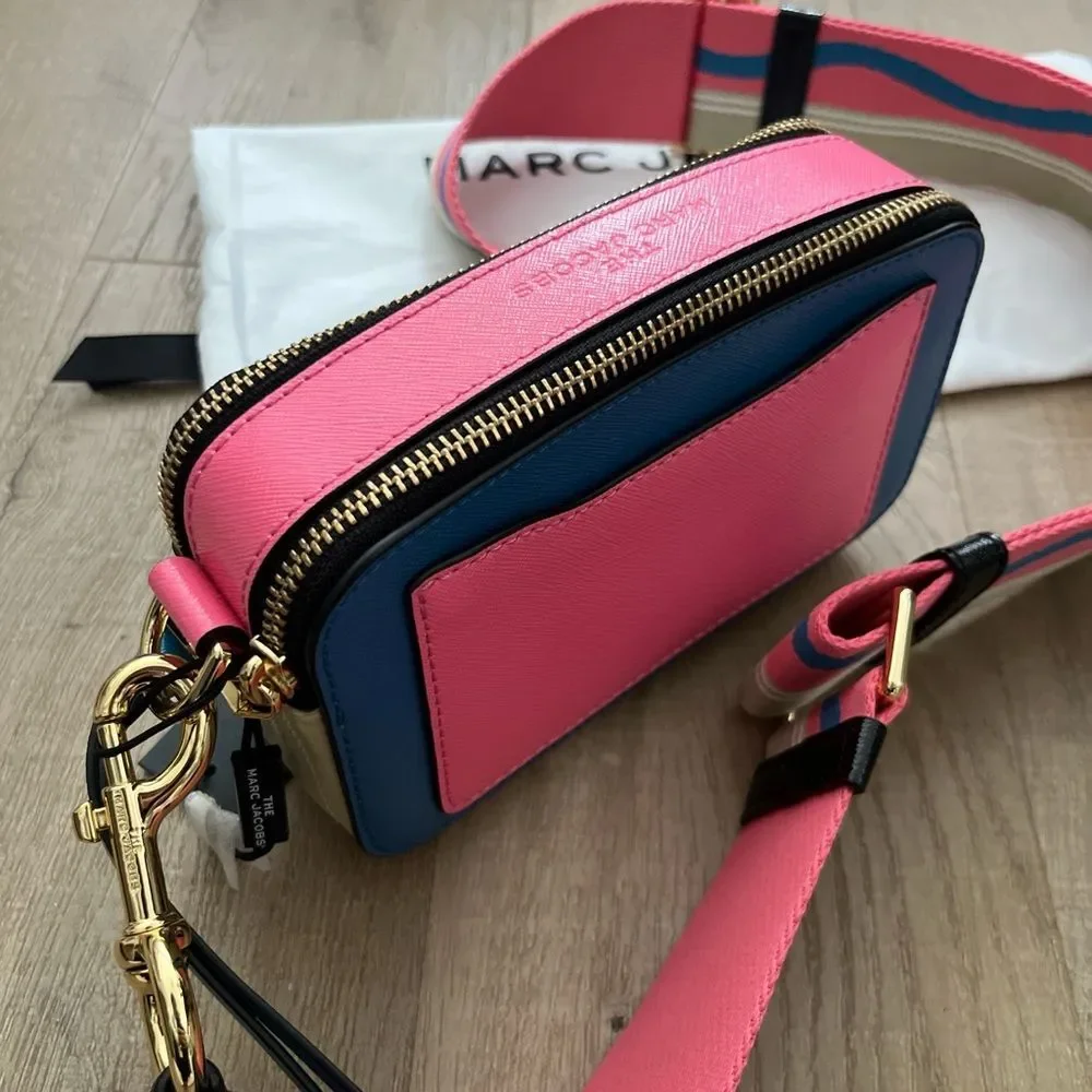 Marc Jacobs Vibrant Blue Crossbody with Gold and Pink Accents